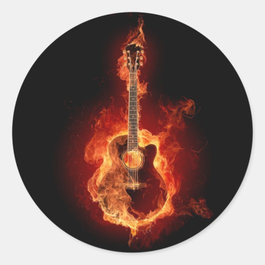 Sticker Rond Flames de guitare (Devant)
