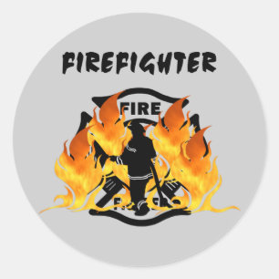 Sticker Rond Flames du service d'incendie