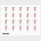 Sticker Rond Flamin-go Funny Flamant rose Pun (Feuille)