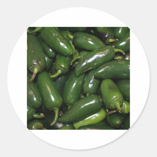 Sticker Rond Flamin' Hot Green Jalepeno Peppers Art (Devant)