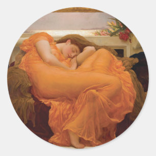 Sticker Rond Flaming June par Frederic Leighton