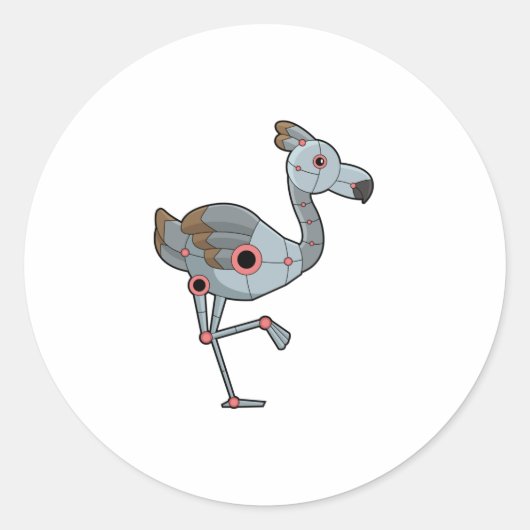 Sticker Rond Flamingo as Robot (Devant)