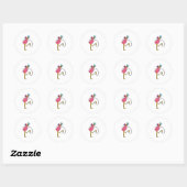 Sticker Rond Flamingo at Music with Headphone (Feuille)
