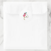 Sticker Rond Flamingo at Music with Headphone (Sac)