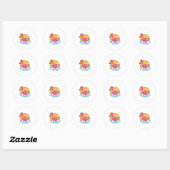 Sticker Rond Flamingo at Swimming with Lifebuoy (Feuille)