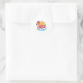 Sticker Rond Flamingo at Swimming with Lifebuoy (Sac)