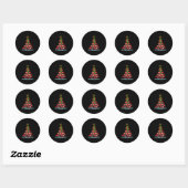 Sticker Rond Flamingo Christmas Tree Funny Nkie Holiday Flaming (Feuille)