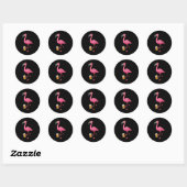 Sticker Rond Flamingo Drinking Beer - Funny Pink Flamingo (Feuille)