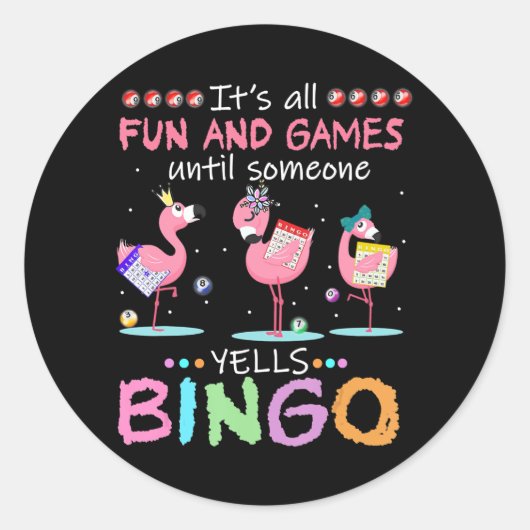 Sticker Rond Flamingo | Flaming Bingo Funny (Devant)