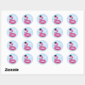 Sticker Rond Flamingo gonflable de piscine avec sceau d'envelop (Feuille)