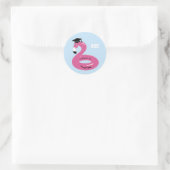 Sticker Rond Flamingo gonflable de piscine avec sceau d'envelop (Sac)