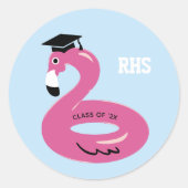 Sticker Rond Flamingo gonflable de piscine avec sceau d'envelop (Devant)