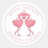 Sticker Rond Flamingo Hawaiian Beach Tropical Bridal Shower (Devant)
