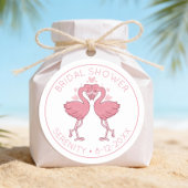 Sticker Rond Flamingo Hawaiian Beach Tropical Bridal Shower