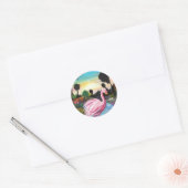 Sticker Rond Flamingo Paradise (Enveloppe)