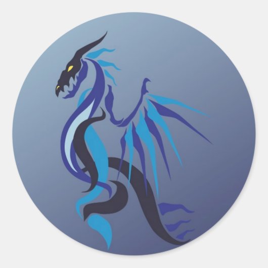 Sticker Rond Flamme de dragon bleu (Devant)