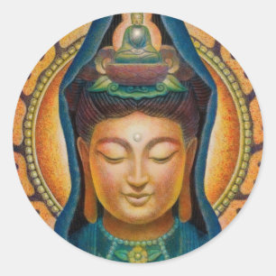 Sticker Rond Flamme de Kuan Yin de déesse