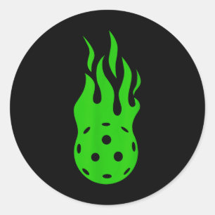Sticker Rond Flamme de pickleball - Joueur de tennis de pickleb