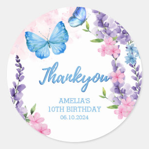 Sticker Rond Flamme florale mignonne sur les papillons Annivers
