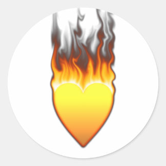 Sticker Rond Flamme forme coeur Design II