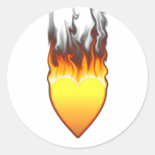 Sticker Rond Flamme forme coeur Design II (Devant)