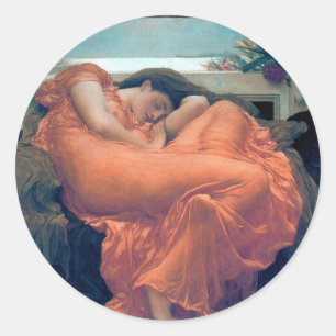 Sticker Rond Flamme Juin femme peinture sur robe orange