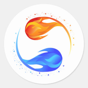 Sticker Rond Flamme Jumelle-Blanc-