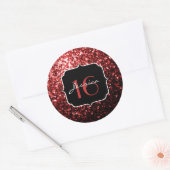 Sticker Rond Flamme rouge foncé Parties scintillant scintille G (Enveloppe)