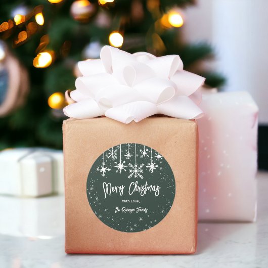 Sticker Rond Flammes blanches élégantes vertes de Noël