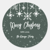 Sticker Rond Flammes blanches élégantes vertes de Noël (Devant)