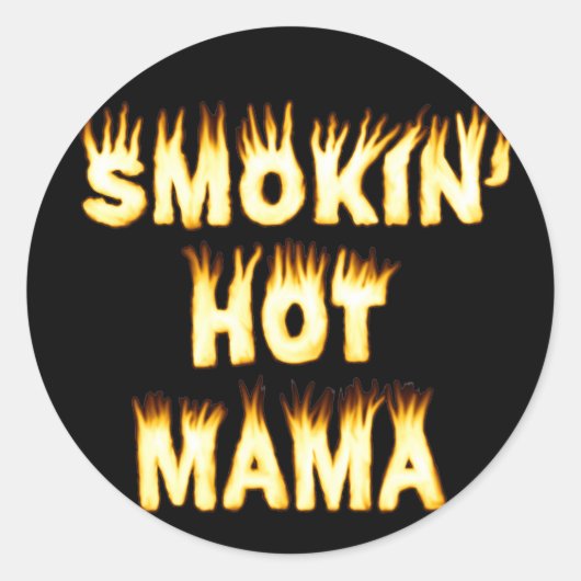 Sticker Rond Flammes de mère amusante de maman fumante (Devant)