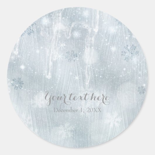 Sticker Rond Flammes de neige blanche Glace hiver Wonderland Fa (Devant)