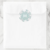 Sticker Rond Flammes de neige congelées Fête Monogramme bleu cl (Sac)