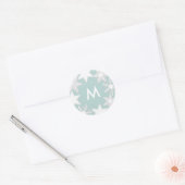 Sticker Rond Flammes de neige congelées Fête Monogramme bleu cl (Enveloppe)