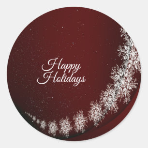 Sticker Rond Flammes de neige Cristal de Noël Rouge Rustique