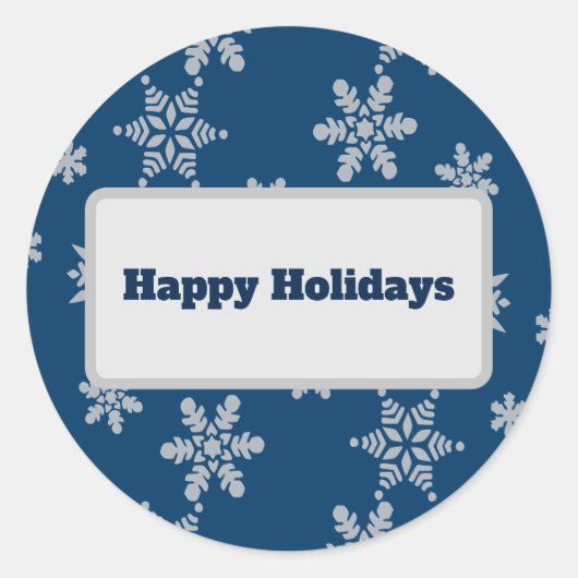 Sticker Rond Flammes de neige en argent ou blanc sur bleu foncé (Devant)