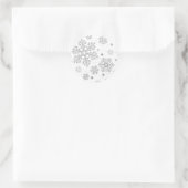 Sticker Rond Flammes de neige en argent sur blanc (Sac)