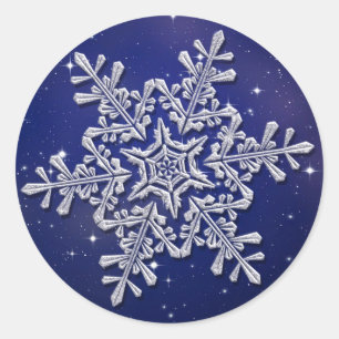 Sticker Rond Flammes de neige en argent sur le ciel nocturne St