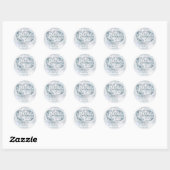 Sticker Rond Flammes de neige florales rustiques Mariage hivern (Feuille)