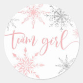 Sticker Rond Flammes de neige rose Noël équipe fille (Devant)