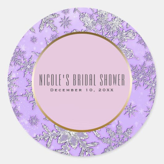 Sticker Rond Flammes de neige violette Pink Winter Wonderland F (Devant)