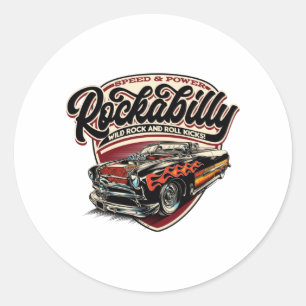 Sticker Rond Flammes de vitesse Rockabilly Hotrod - pos