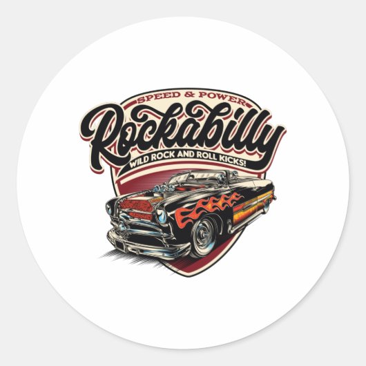 Sticker Rond Flammes de vitesse Rockabilly Hotrod - pos (Devant)