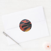 Sticker Rond flammes orange sur noir (Enveloppe)