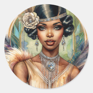 Sticker Rond Flamour de la Femme Flamer des années 20