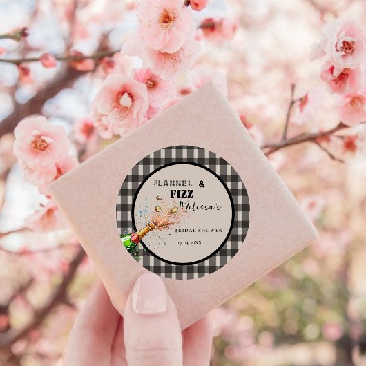 Sticker Rond Flanelle et fizz hiver noir et blanc shower de mar