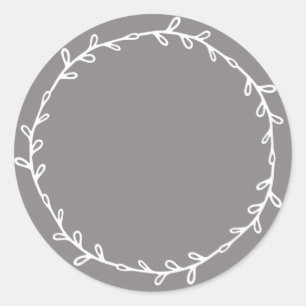 Sticker Rond Flanelle grise écriture rustique fait main