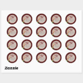 Sticker Rond Flannel & fizz douche d'hiver rouge et noire (Feuille)