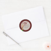 Sticker Rond Flannel & fizz douche d'hiver rouge et noire (Enveloppe)
