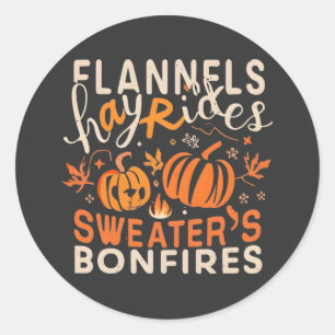 Sticker Rond Flannels Hayrides Chandails Citrouille Bonfires